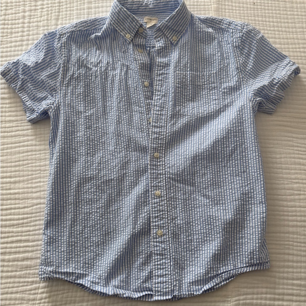 Crewcuts Blue and White Button Down Shirt Classic Stripes